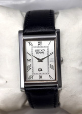 Vintage Refurbished Seiko Slim Tank Silver Quartz Japan Men's Wrist Watch picture