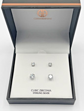 Sterling Silver 925 CZ Stud Earrings 2-Pc Set 5mm & 7mm Giani Bernini NOS picture