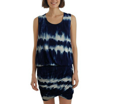 Young Fabulous Broke YFB Tie Dye Dress Small Blue Racerback Stretch Jersey NWT picture