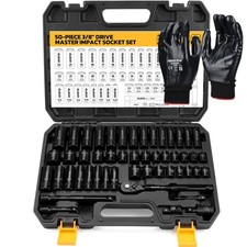3/8'' Drive Impact Socket Set 51Pcs Shallow & Deep Socket Set Metric & Standard picture