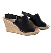 Tom's | Women's Black Open Toe Wedges | Size 8 | 1084 picture