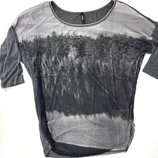 Vintage Y2K Edista M Sheer Mesh Graphic Shirt Whimsigoth Fairy Nature Artsy picture