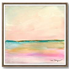Mary Myers Original Abstract Expressionism 8x8 Peach Horizon Sea Paper Signed picture