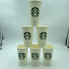 6x Starbucks 16oz Reuseable Hard Plastic Logo Grande Tall Coffee Cups picture