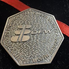 Dallas Fort Worth Airport Sterling Silver Aviation Coin Leonardo Da Vinci 1973  picture