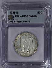 1936-S Bay Bridge Half Dollar 50c ICG AU58 Details picture
