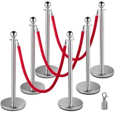 6 PCS Silver Stanchions Posts Stainless Steel Stanchion Queue Post Retractable picture