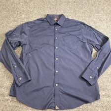UNTUCKit Shirt Mens Large Blue Nylon Stretch Long Sleeve Button Up Relaxed Fit picture