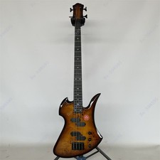 4 String Electric Bass Guitar Stainless Fret Burl Maple Top Vintage Sunburst picture