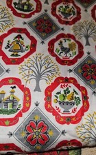VTG HTF PENNSYLVANIA DUTCH Style Cotton Fabric  2 Yards 32