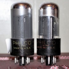 SYLVANIA 6V6GT PERFECT MATCH PAIR BLK PLT CHROME DOME GETR TEST NOS++ 1954 picture