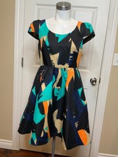 Moulinette Soeurs Anthropologie Pinion Brushstroke Fit & Flare Dress, Size 6 picture