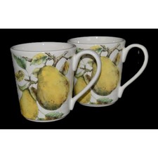 Discontinued Pier 1 Imports Verona Mug Set Multicolor Pears Figs Ironstone picture