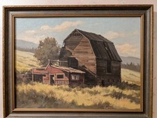 Harold Lloyd Lyon Oil on Canvas “Western Barn” 12x16 Framed Western Art picture