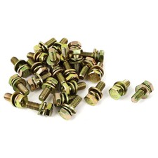 25pcs M6x16mm 8.8 Grade Yellow Zinc Plated Hex Head Bolt Washer) picture