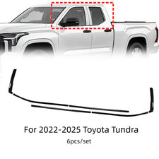 6Pcs Glossy Black Window Trim Cover For 2022-2025 Toyota Tundra Exterior Decor picture
