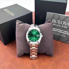 NEW Bulova 96B429 Mens Surveyor Green Dial Automatic Stainless Steel Watch picture