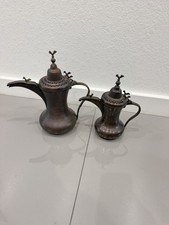 Antique hand hammered Middle East Dallah Turkish/Ottoman Copper/Brass/Birds SET picture