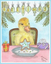 Quirky Island, Duck , sugar cookies, winter greetings, card Christmas, fun #843 picture