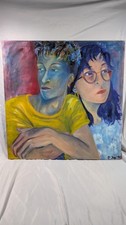 Vintage artwork early painting by Eungie Joo Brother & Sister 1986 New York picture