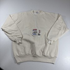 NOS VTG Jerzees Crewneck Sweatshirt Sz L Cream USA Made Nublend Blank Full Cut picture