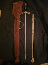 Antique Henderson-Ames Masonic Knights Templar Ceremonial Etched Malta Sword picture