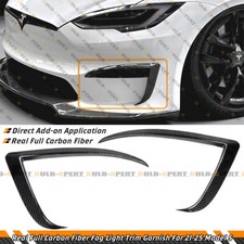 For 2021-25 Tesla Model S Full Carbon Fiber Front Bumper Fog Light Garnish Trim picture
