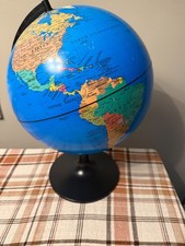 World Globe Desk Classroom Blue Ocean Black Stand [12