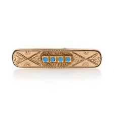 Gold Filled Turquoise Victorian Women's Brooch Cabochon Antique Pin picture