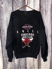 Vintage Chicago Bulls Sweatshirt Black Red Crewneck 90s Salem Mens Size XL picture