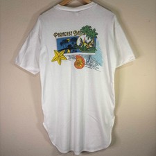 Vintage Paradise Bay Tropical Graphic T-Shirt White Big Shot 80s 90s Mens picture
