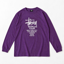 🦄Stüssy AU World Tour Long Sleeve Tee Purple Size 6 Unisex, Men’s M/L NEW  picture