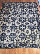 Antique 1843 Benjamin Lichty Ohio Jacquard Coverlet BL Flowerpot Urn 86 X 69 picture