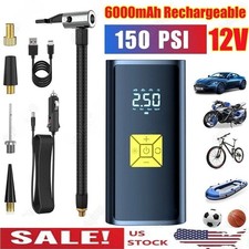 150 PSI Air Compressor Tire Inflator Fits Car Moto Bike Tires Air Pump Cordless picture