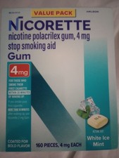 Nicorette 4 mg Coated White Ice Mint Gum - 160 Count  picture