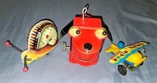 Wind-Up Tin Toys Lot Vintage Antique Rover Robot Vehicle Snail Airplane  picture