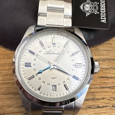 Addiesdive GMT Men's Automatic Silver Dial Date Steel Bracelet 100m Box Manual picture