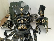 Vintage Heroic Black Muscle Greek Gladiator Cuirass  Anatomical Cosplay Gift picture