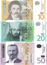 Serbia Set 10, 20, 50 Dinara, 2013/2014, Uncirculated 3 note set picture