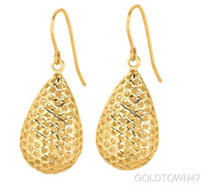 14kt Yellow Gold Shiny Medium Meshed Teardrop Shape Drop Earring picture
