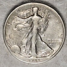 1933-S Walking Liberty Silver Half Dollar - SAN FRANCISCO MINT - Nice Fine Coin picture