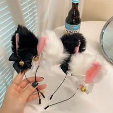Plush Cat Ear Headband with Bell Lace Hair Band for Women Girls Cosplay picture