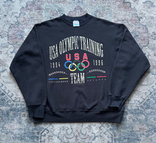 Vintage USA Olympic Training Team Crewneck Sweatshirt Men's Size L Black 90's picture