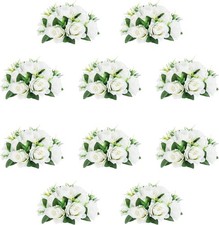 10Pcs Artificial Rose Balls for Centerpieces (White) | 15 Flower Heads, Plastic picture