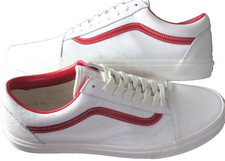 Vans Men's Old Skool Vintage Leather Blanc De Blanc White Red Shoes Size 9 NIB picture