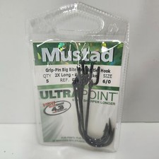 Mustad UltraPoint Grip Pin 2X Fine Wire 5 Pack Fish Hooks Size 6/0 G39808NP-BN picture