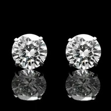 Solitaire Earrings 1.50Ct Round Cut Lab Created Diamond 14K White Gold Plated picture