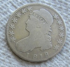 1818/7  Capped Bust Silver Half Dollar Rare Key Date Variety Cleaned Scratched picture
