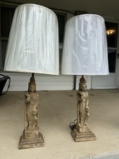 vintage mid-century modern Hollywood Regency Guanyin (Kuan Yin) figural lamps picture