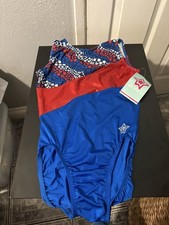 GK Stars Gymnastics Leotard Patriotic Blue Red Size (AS Juniors 3-5) picture